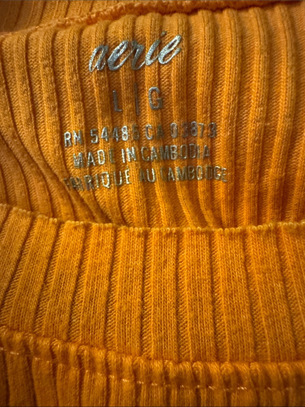 aerie Orange Ribbed Cropped Tank - Picture 2 of 3
